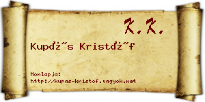 Kupás Kristóf névjegykártya