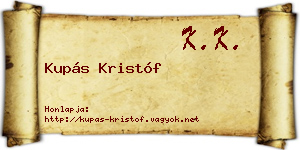 Kupás Kristóf névjegykártya